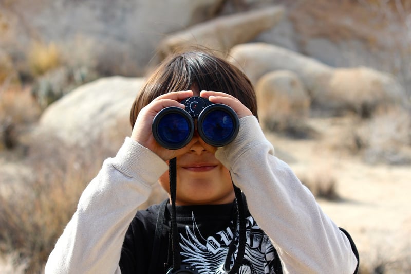 Spying through binoculars
